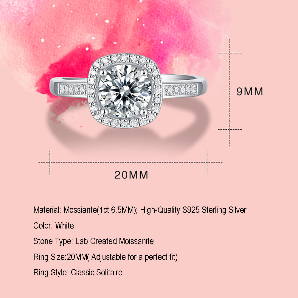 Women's Sparkling 1 Carat Moissanite Solitaire Ring in Silver(GZJZ-r10875--6.5MM)