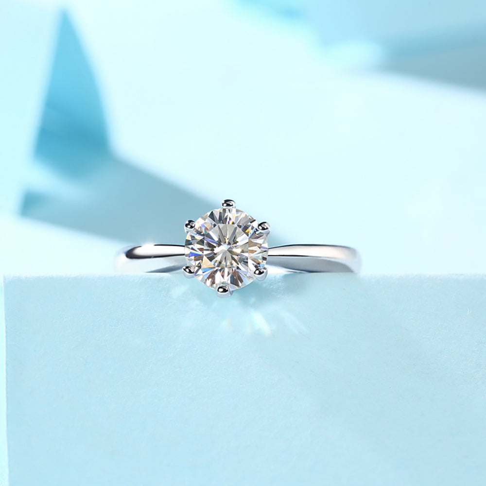 Women's The Perfect 1ct 6.5MM Moissanite Ring for Every Occasion in Stunning Silver Sparkle(GZJZ-r9094-6.5MM)