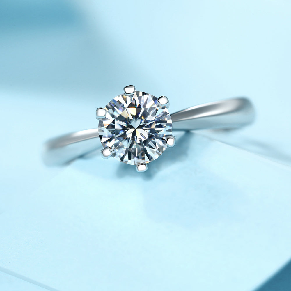 Women's The Perfect 1ct 6.5MM Moissanite Ring for Every Occasion in Stunning Silver Sparkle(GZJZ-r9094-6.5MM)