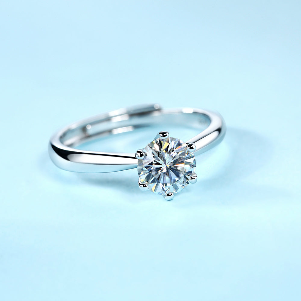 Women's The Perfect 1ct 6.5MM Moissanite Ring for Every Occasion in Stunning Silver Sparkle(GZJZ-r9094-6.5MM)