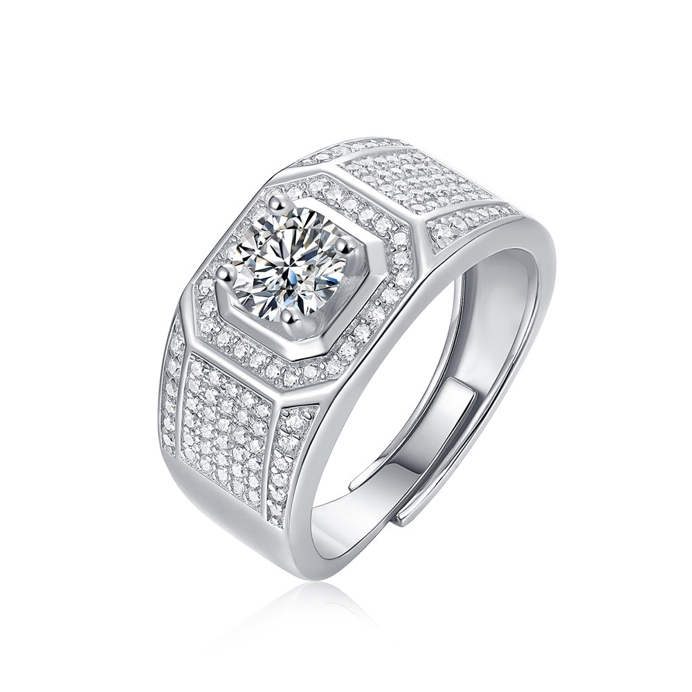 Sterling silver Moissanite ring with a sophisticated shine(GZJZ-r9670-6.5MM)